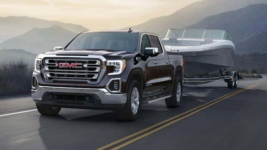 2019 GMC Sierra pulling a boat