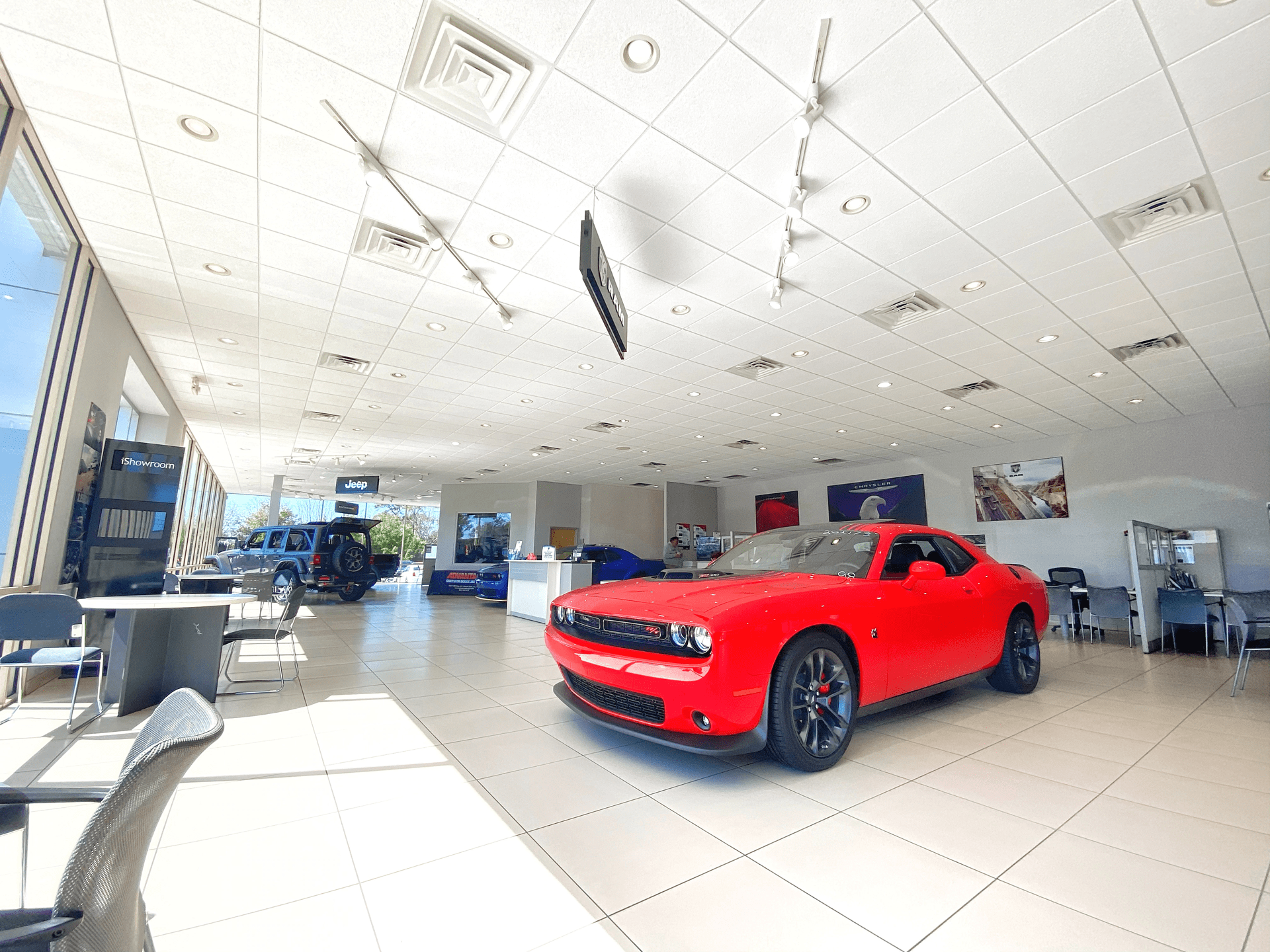 Red Charger in showroom