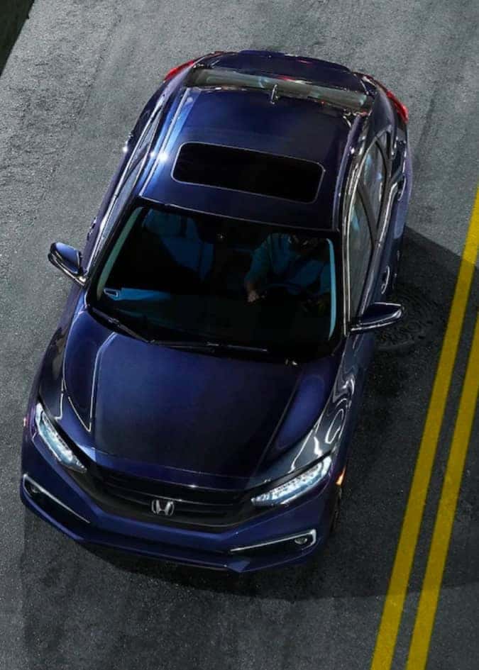 aerial view of honda sedan