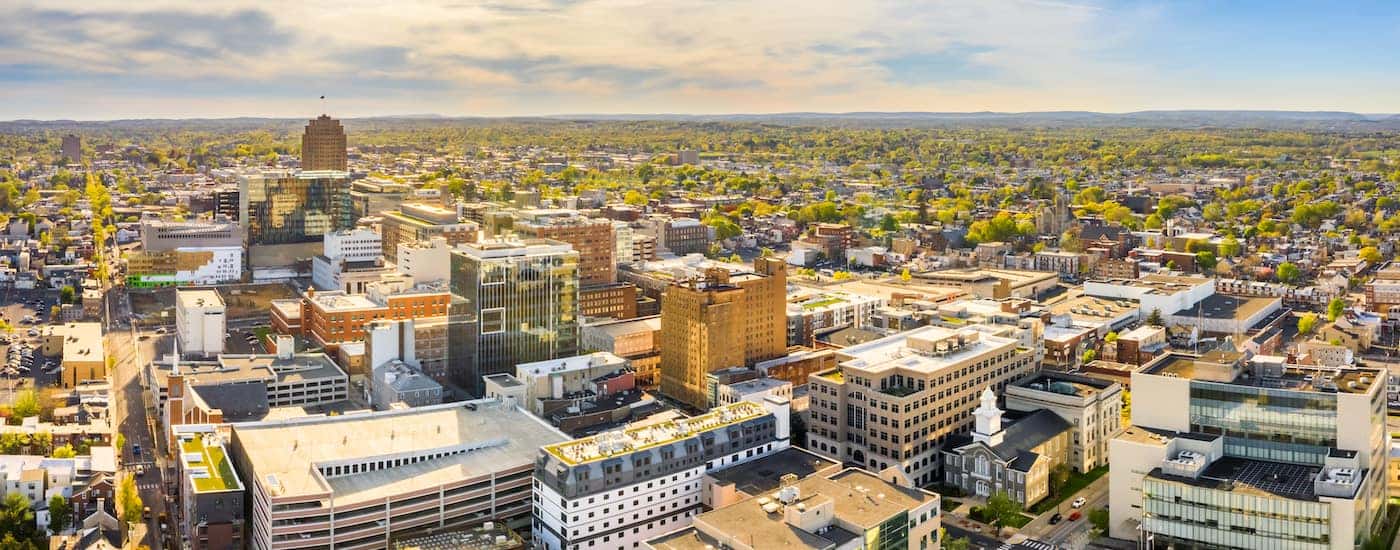 Drone panoramic view of Allentown, Pennsylvania