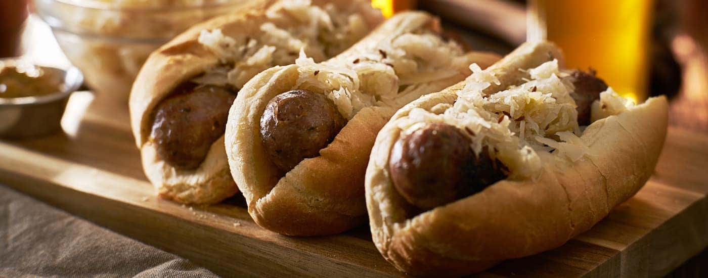 Oktoberfest bratwurst and sauerkraut