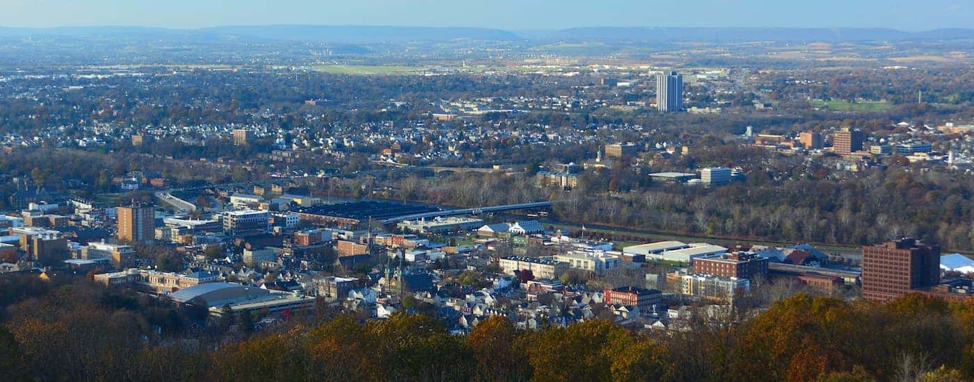 A panoramic drone view of the Lehigh Valley