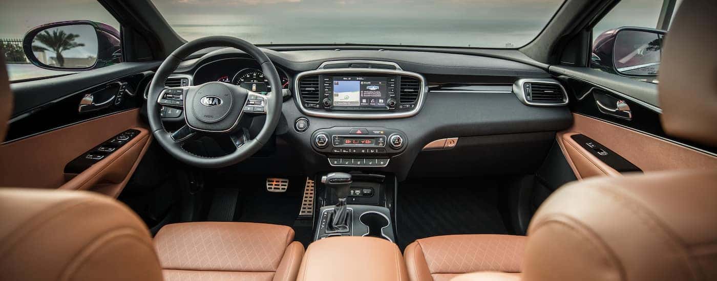 Tan interior of 2019 Kia Sorento