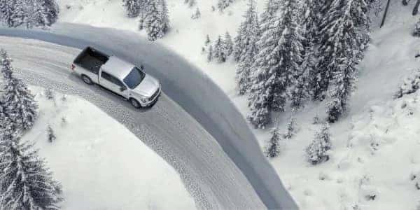Titan driving on snowy road