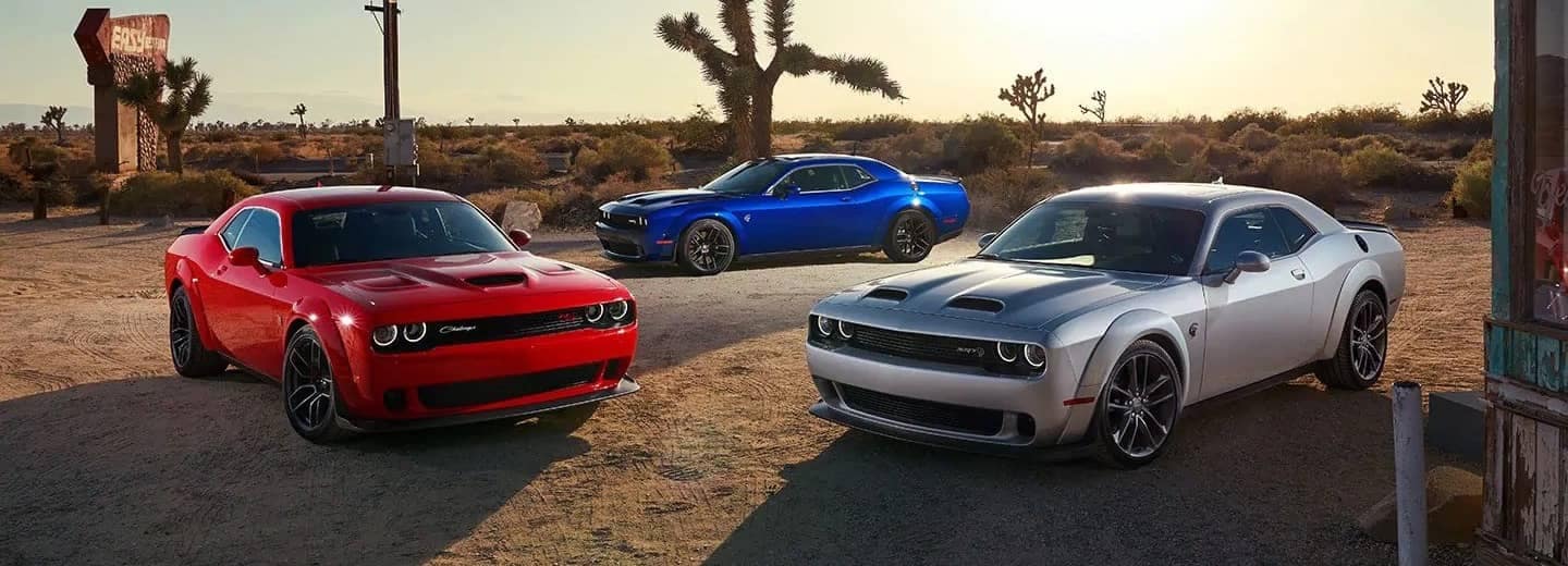 3 2021 Dodge Challenger in the desert