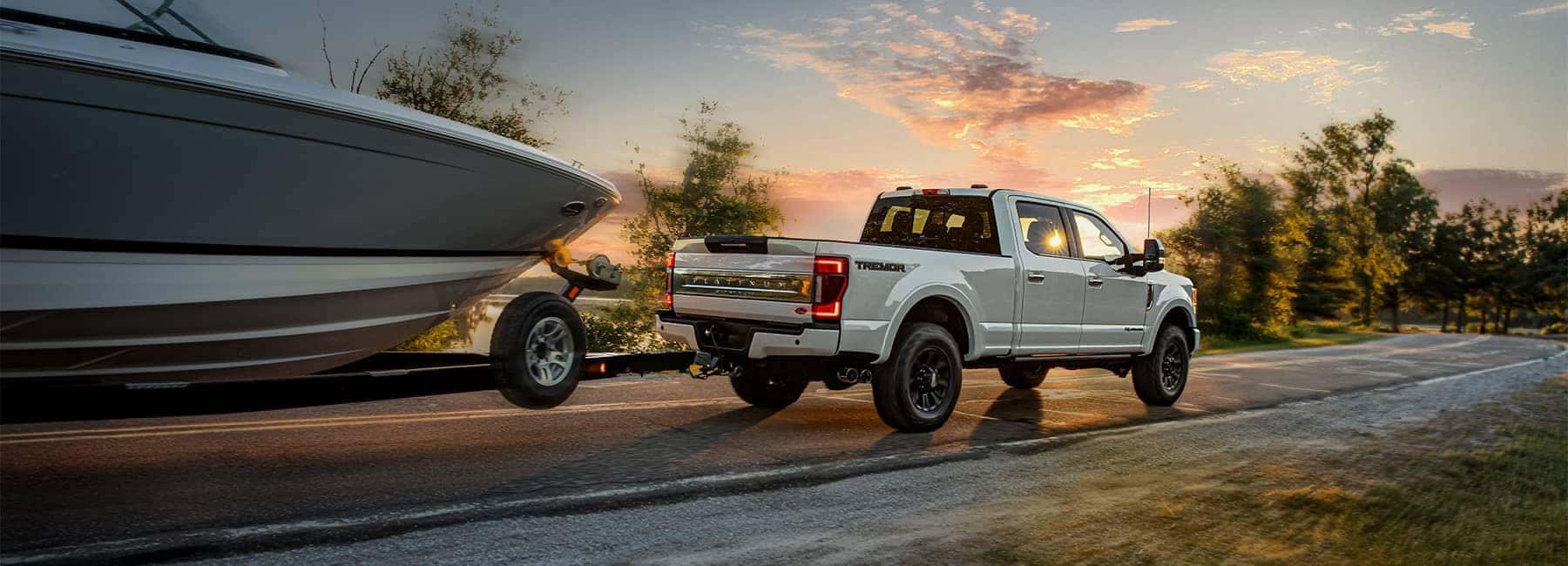 2022 Ford Super Duty pulling a boat