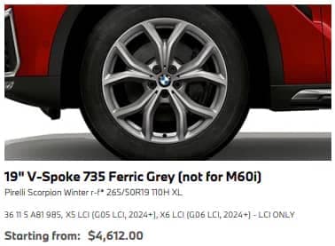 BMW X5 Tires 19 V-Spoke 735 not for M60i