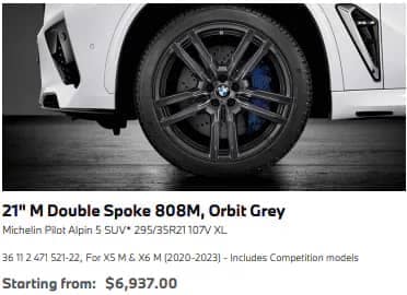 BMW X5 Tires 21 M Double Spoke 808M Orbit Grey