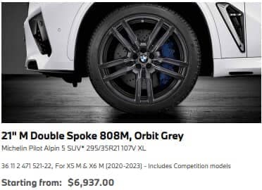 BMW X6 Tires 21 M Double Spoke 808M Orbit Grey