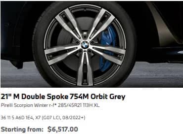 BMW X7 Tires 21 M Double Spoke 754M Orbit Grey