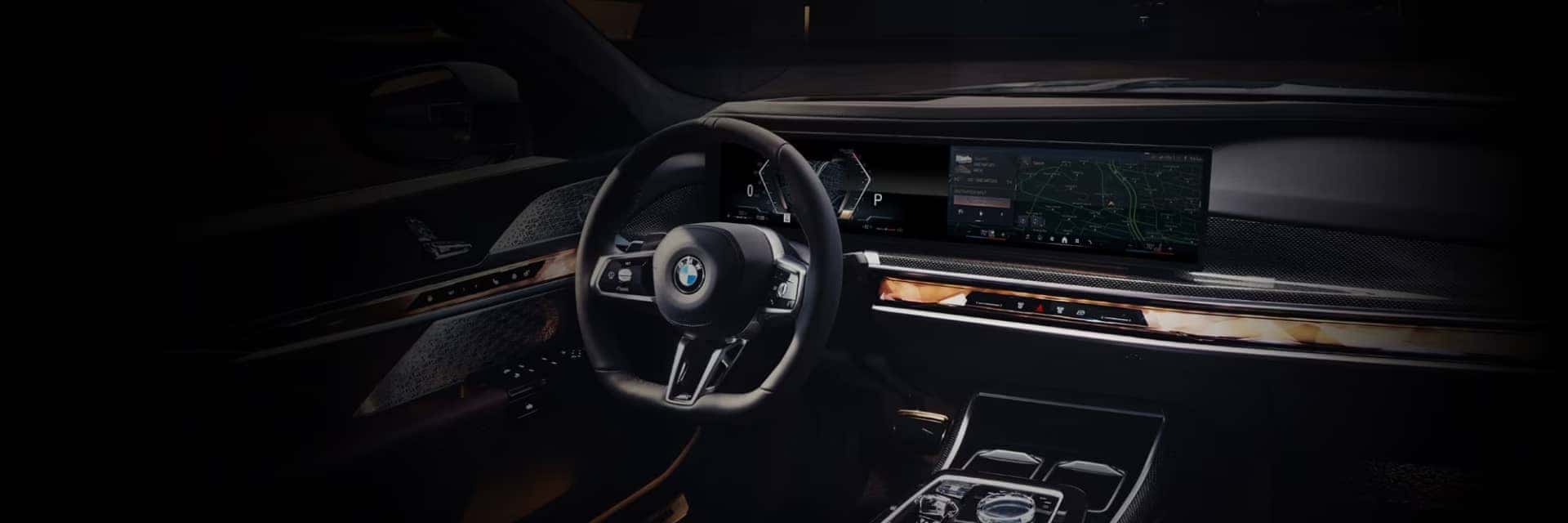 Interior view of the front dash of a BMW 7 Series