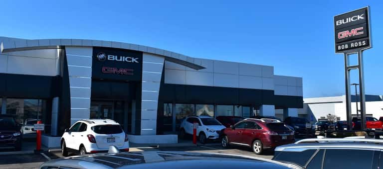 An exterior shot of the Bob Ross Buick GMC dealership