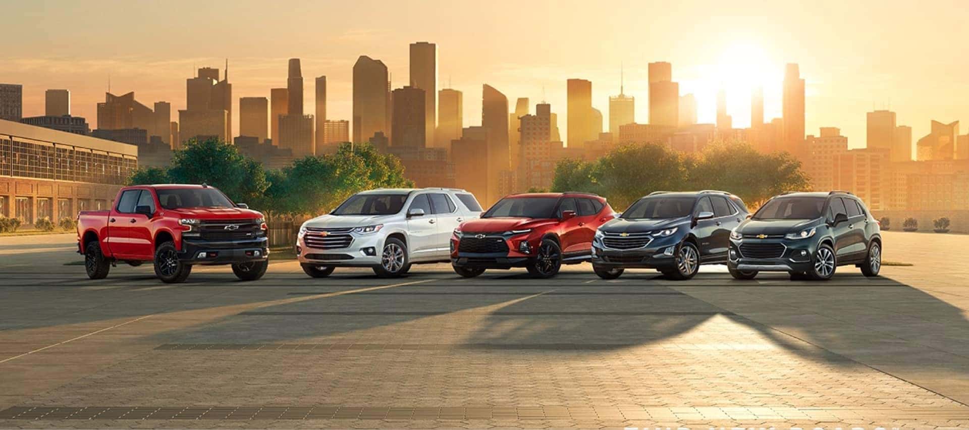 Chevrolet vehicles in a row