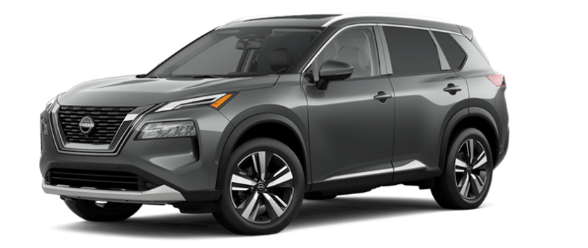 Angled view of a Gray 2023 Nissan Rogue