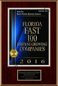 Florida Fastest 100 Growing Companies award
