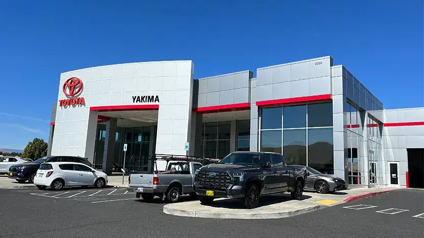 Entrance to Bud Clary Toyota dealer in Yakima, WA