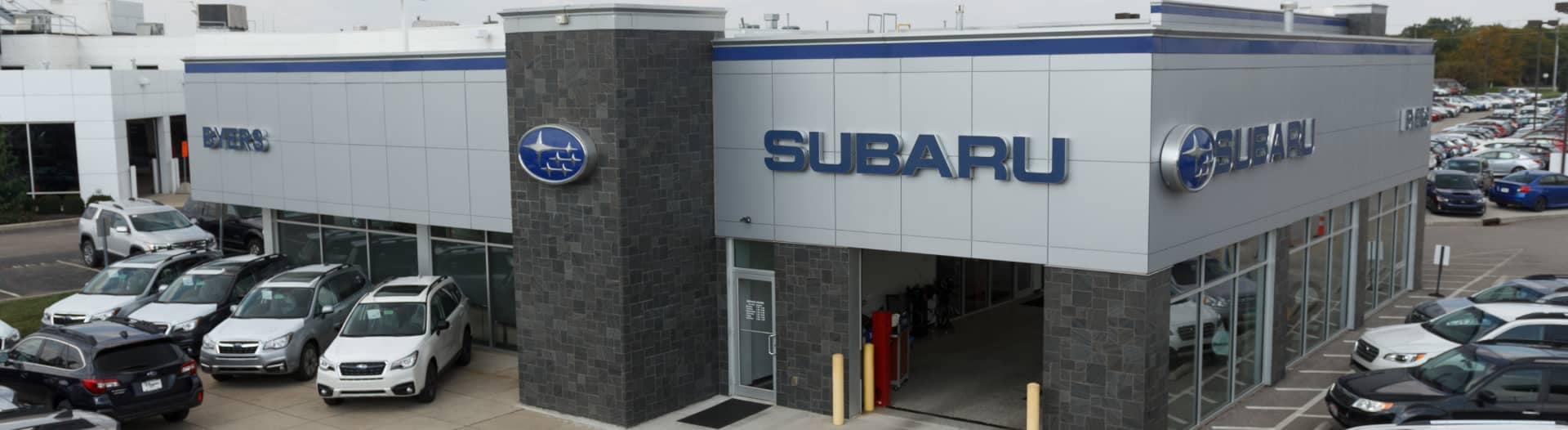 An exterior view of the top of Byers Dublin Subaru