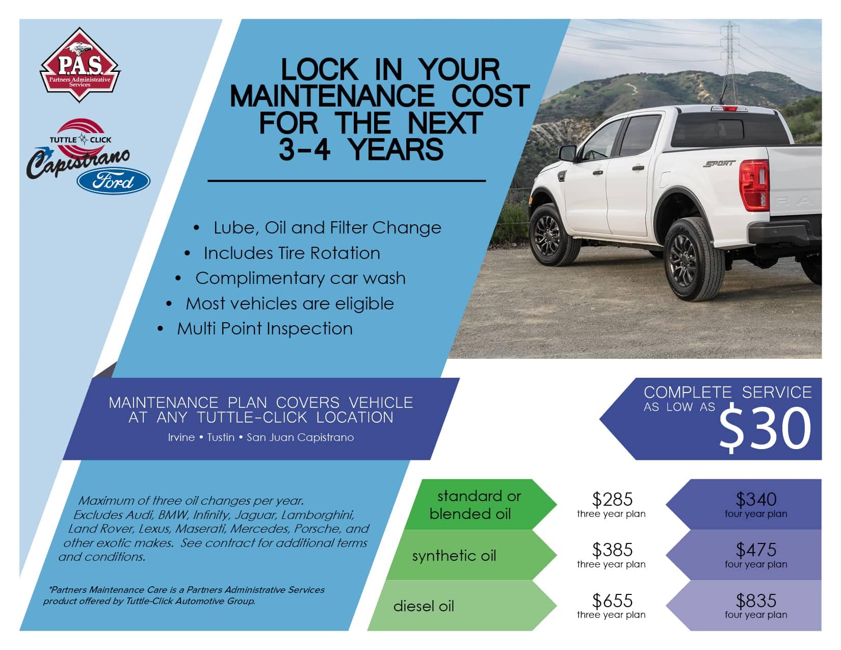 Capistrano Ford - Partners Maintenance Care - Lock in your maintenance cost for the next 3-4 years
