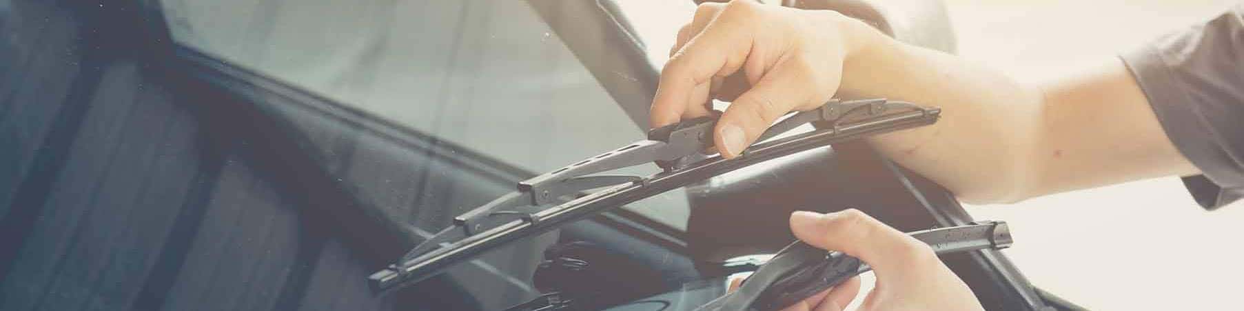 Close up view of windshield wiper repair