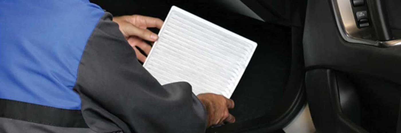 close up view of cabin air filter