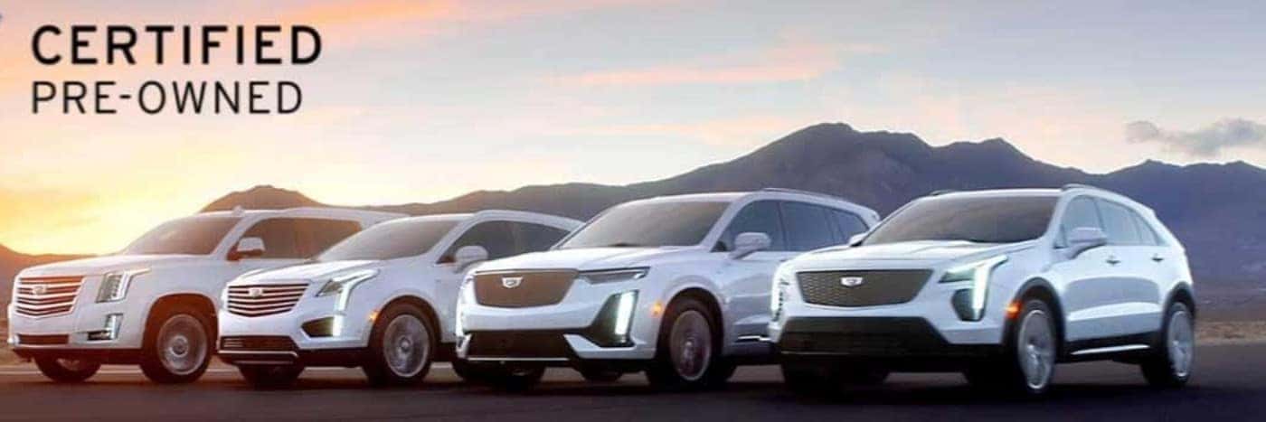 lineup of four CPO Cadillac models