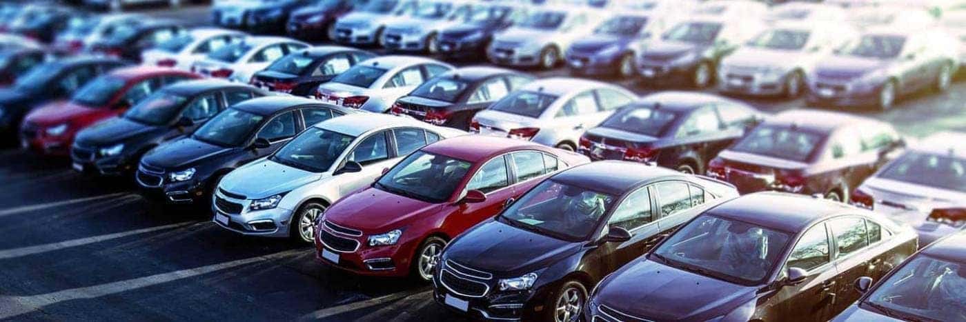 Aerial view of used car lot