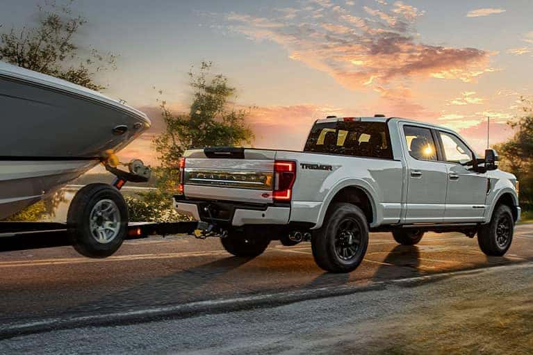 2022 Ford Super Duty pulling a boat