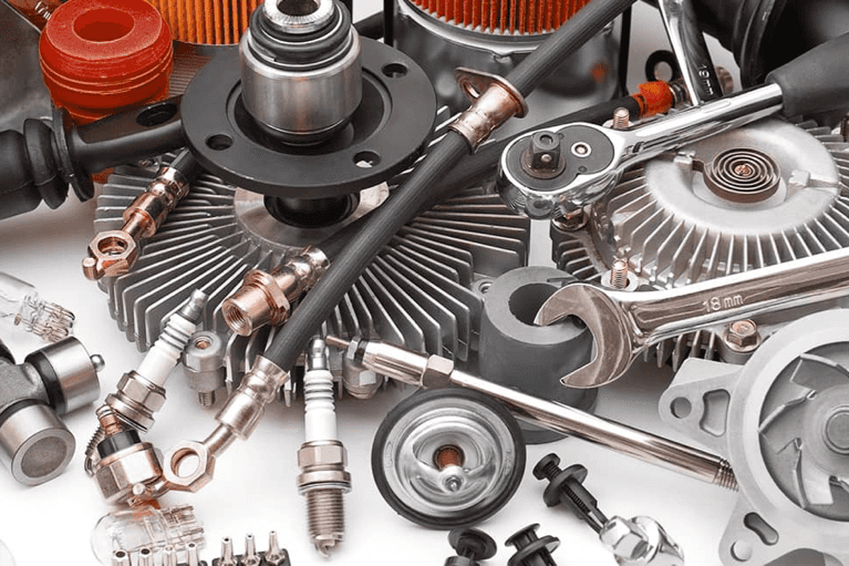 display of auto parts