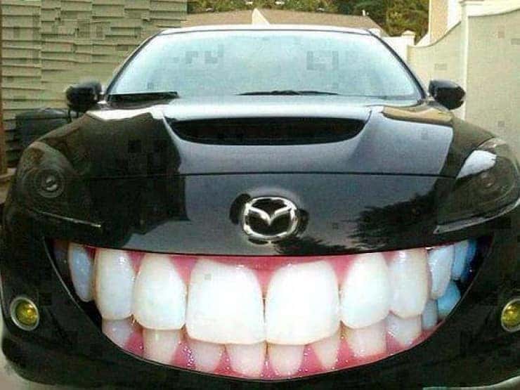 A mazda with nice teeth.