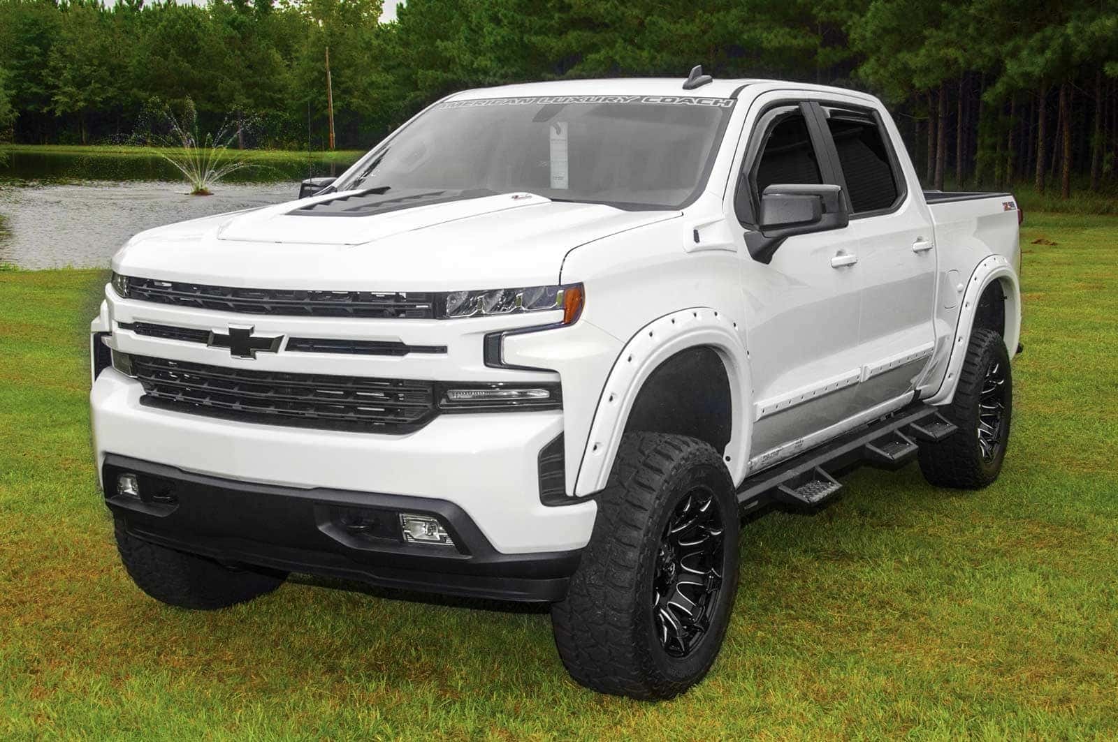 white lifted chevrolet silverado 2022