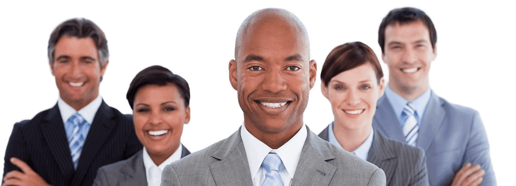 Professional men and women with arms crossed