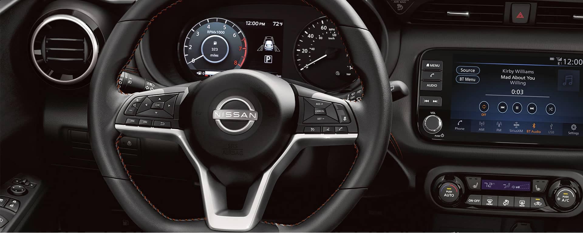 Nissan drivers view of the dashboard