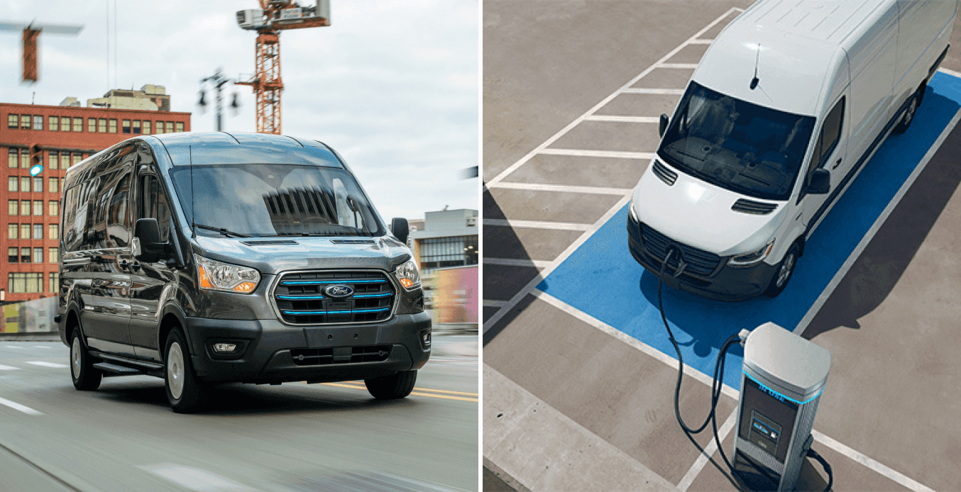 E-Transit Cargo Van vs. Mercedes-Benz eSprinter Cargo Van Range