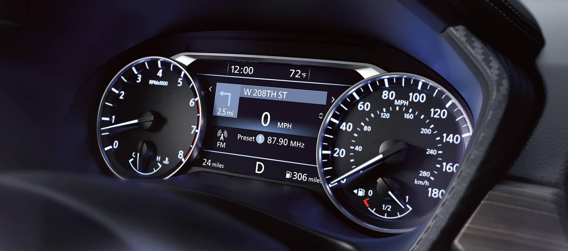 2020 Nissan Altima front panel of gauges