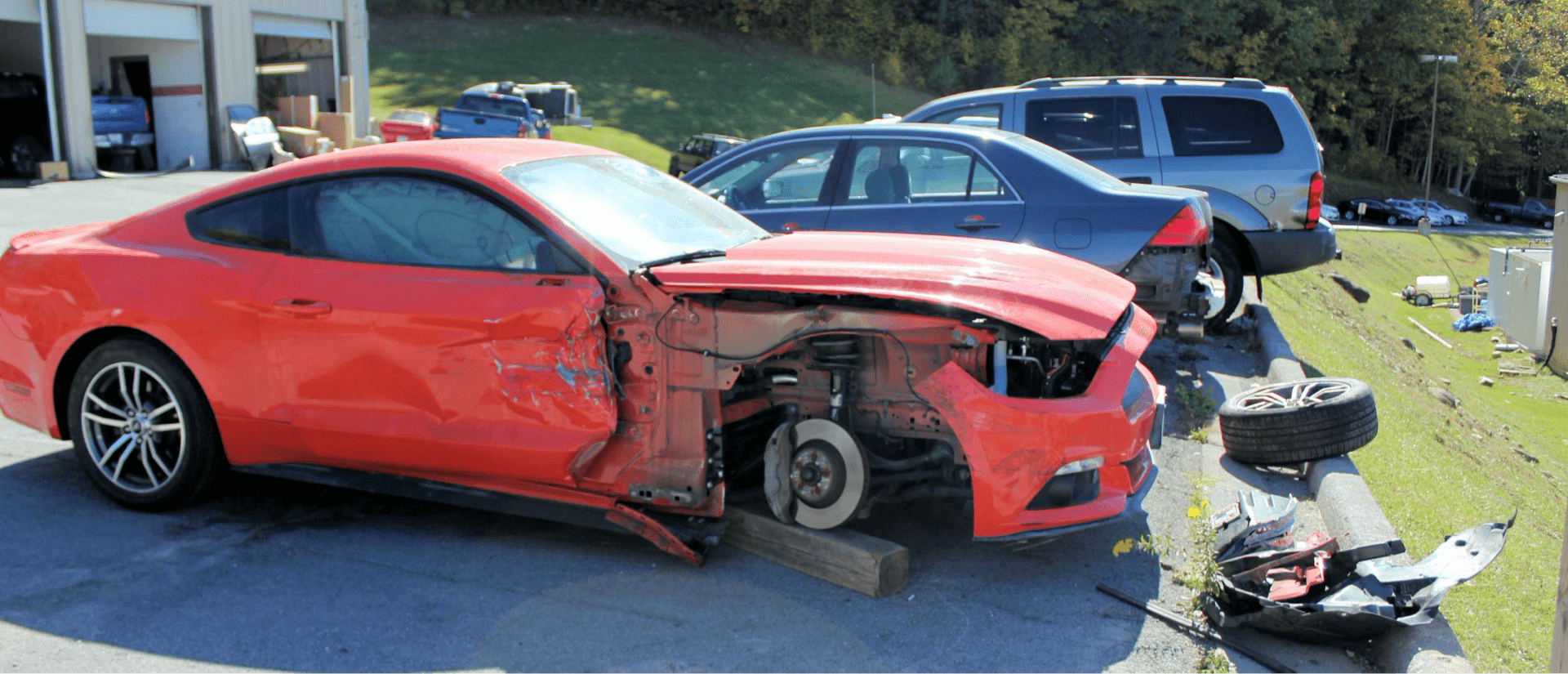 red car body damaged