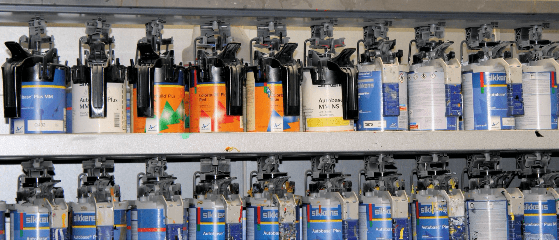 shelves of spray cans