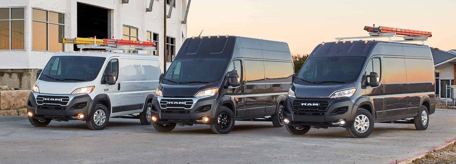 2023 RAM Promasters parked in a row