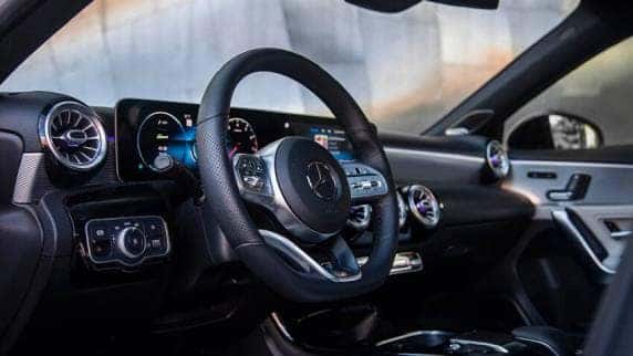 View of a Mercedes-Benz steering wheel