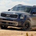 2023 Kia Telluride Exterior Driver Side Front Angle Blowing Dust