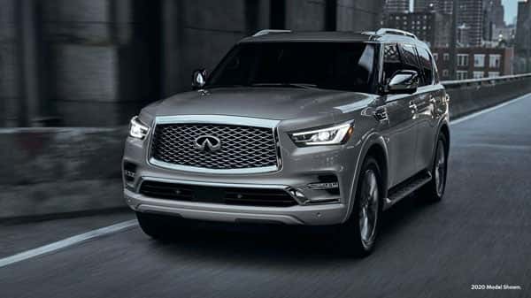 QX80 Driving down road