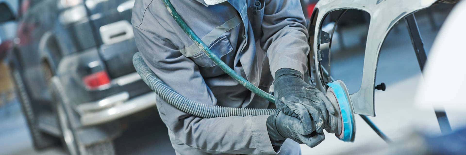 sanding down vehicle part