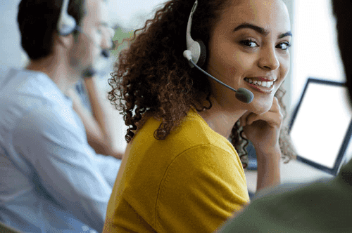 smiling customer rep