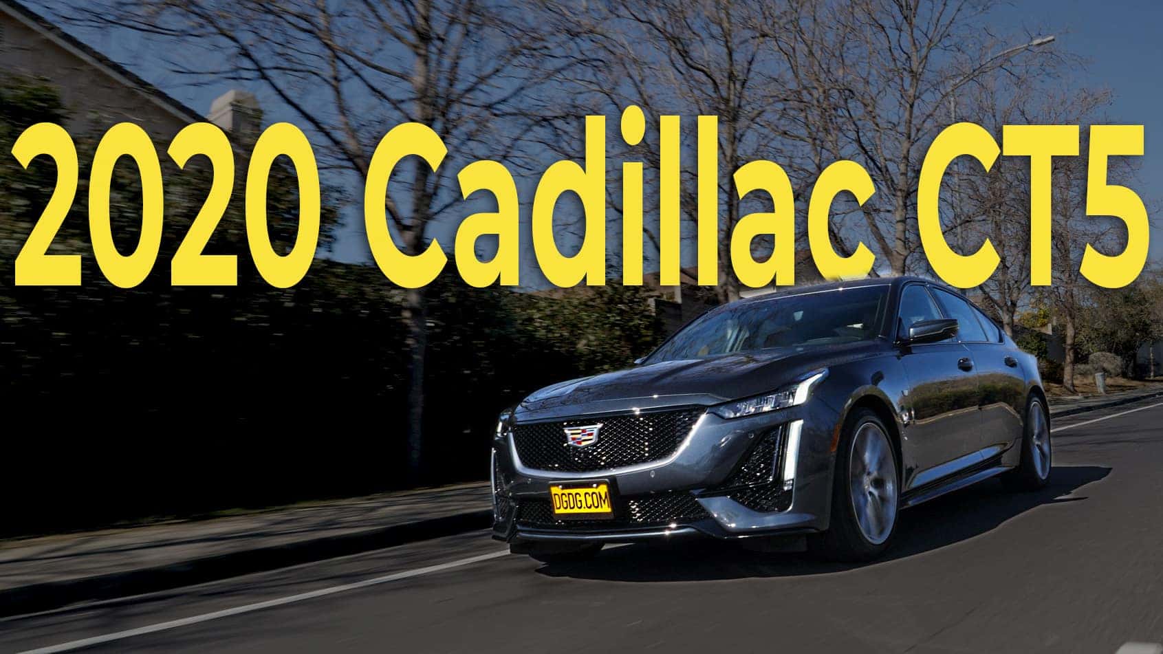 2020 Cadillac CT5 Sport driving on a road.