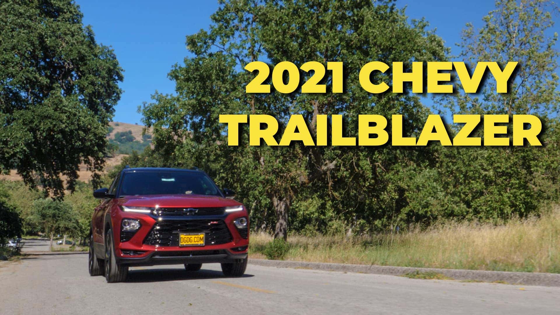 2021 Chevrolet Trailblazer RS parked in front of a field.
