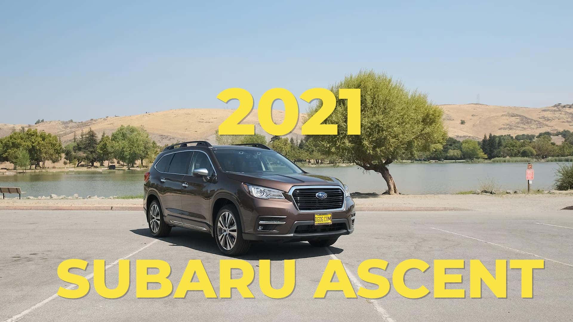 2021 Subaru Ascent parked in front of a lake