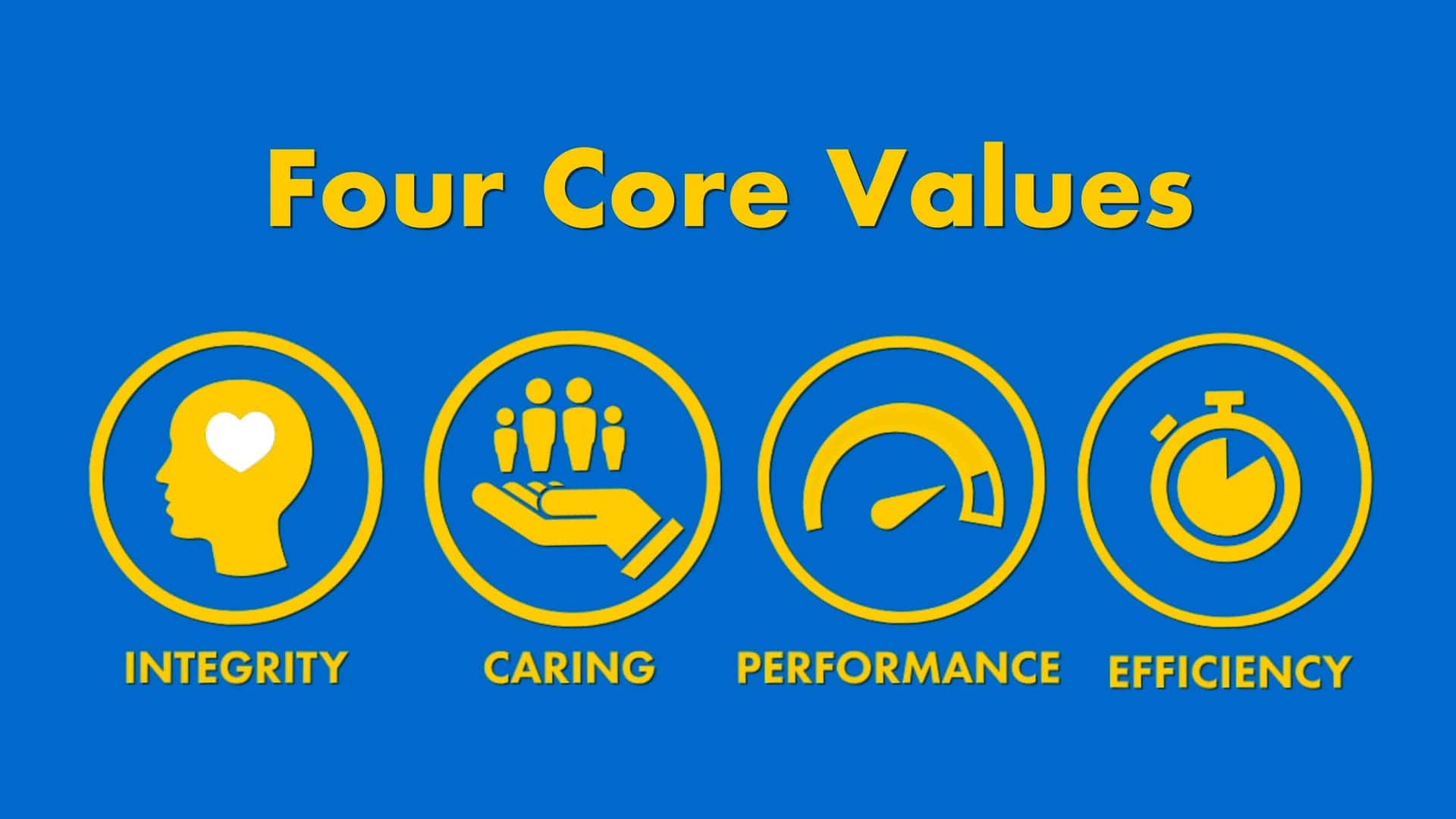 DGDG Four Core Values: Integrity, Caring, Performance, Efficiency