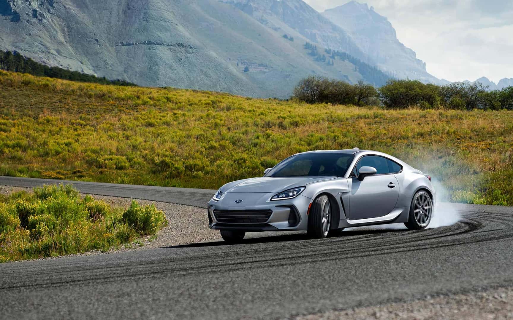 2022 Subaru BRZ drifting on a road