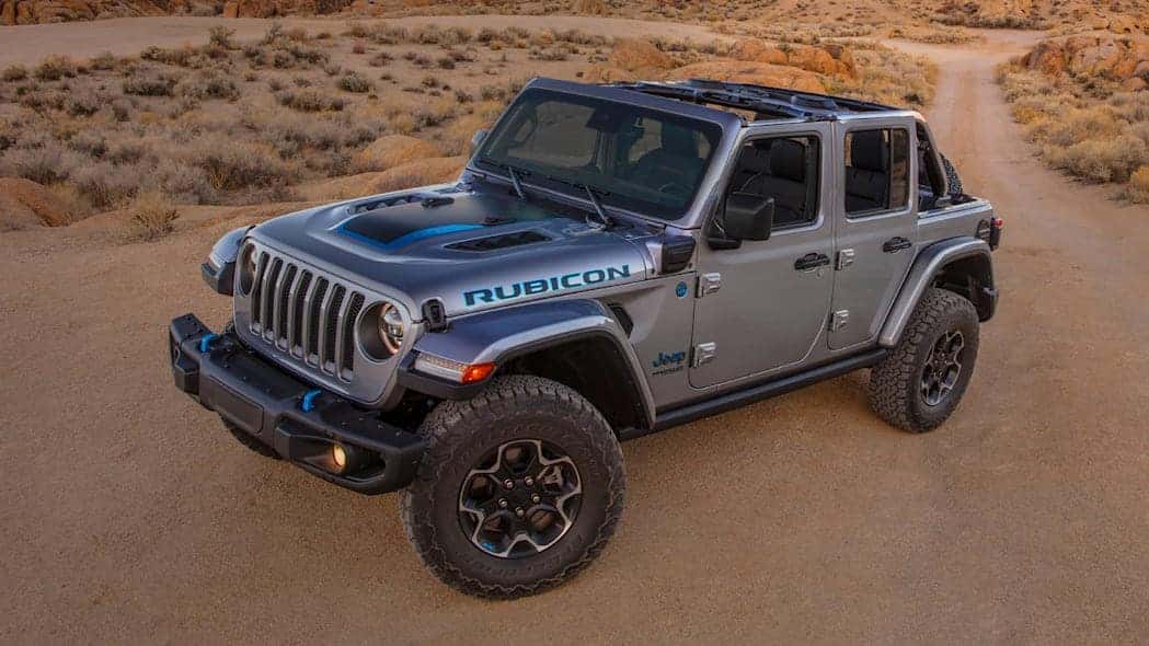 2021 Jeep Wrangler 4Xe parked on a field.