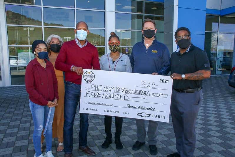 Team Chevrolet provides Phenom Baseball Academy monetary contribution.