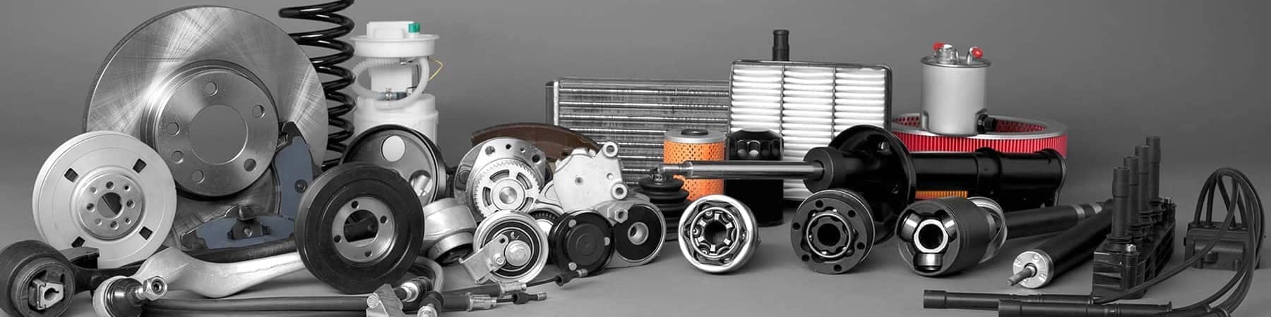 Various-Car-Parts-on-Grey-Background